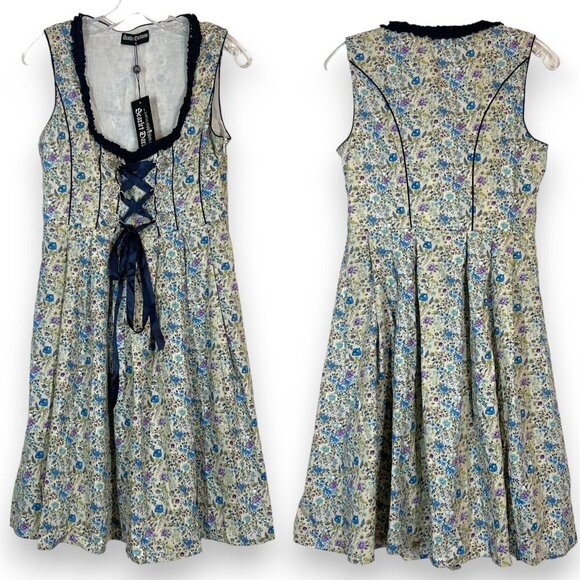 Scarlet Darkness Floral Dress Small German Dirndl Bavarian Oktoberfest - Picture 12 of 12